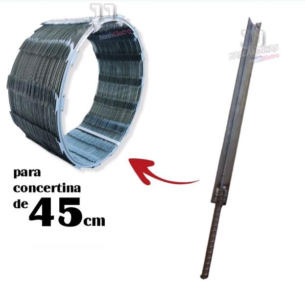 Imagem de 50 un Concertina haste galvanizada fixação 45cm concretar