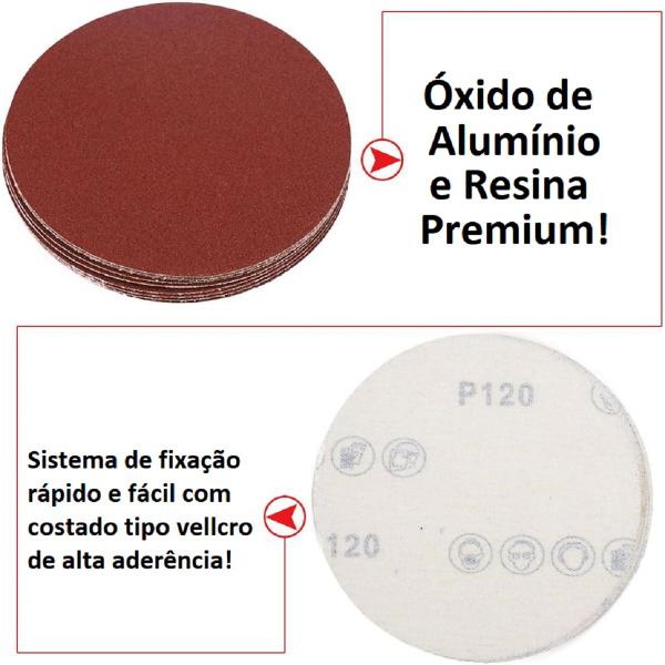 50 X Lixas Disco Grão Liso 125mm 5 Pol. Lixadeira Politriz KaQi Imagem de 50 X Lixas Disco Grão Liso 125mm 5 Pol. Lixadeira Politriz KaQi