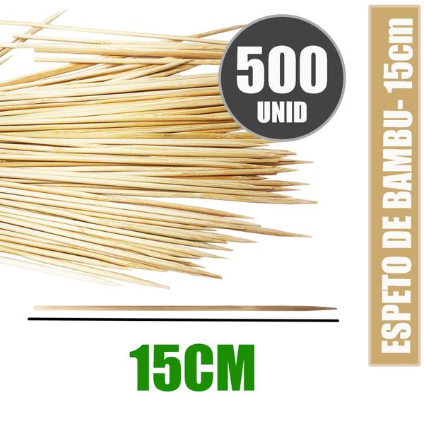 Imagem de 500 espetos palito de 2.5mm com 15cm compr de bambu super reforçado