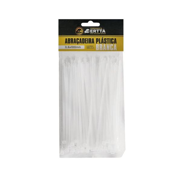 Imagem de 500 Fita Herman Cinta Plástica 3.6x100mm Abraçadeiras de Nylon Branco