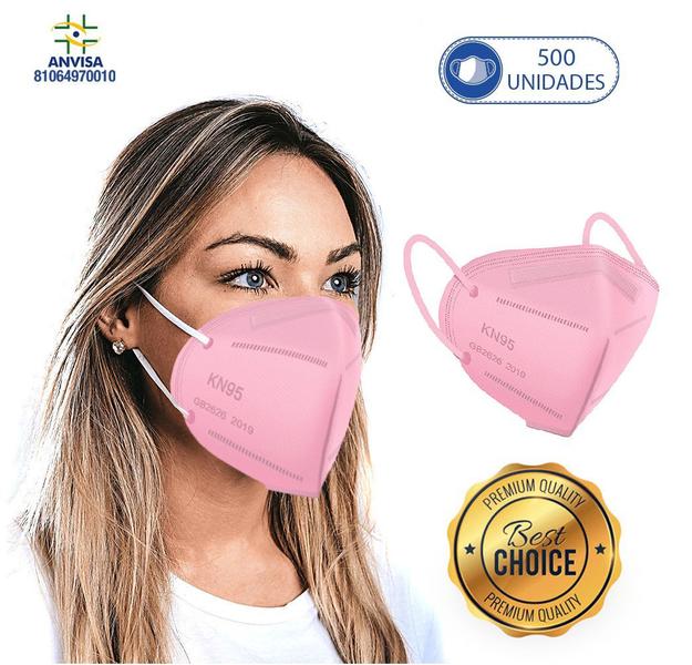 Imagem de 500 Máscaras Descartáveis Rosa KN95 PFF2 WWDoll Cód Anvisa