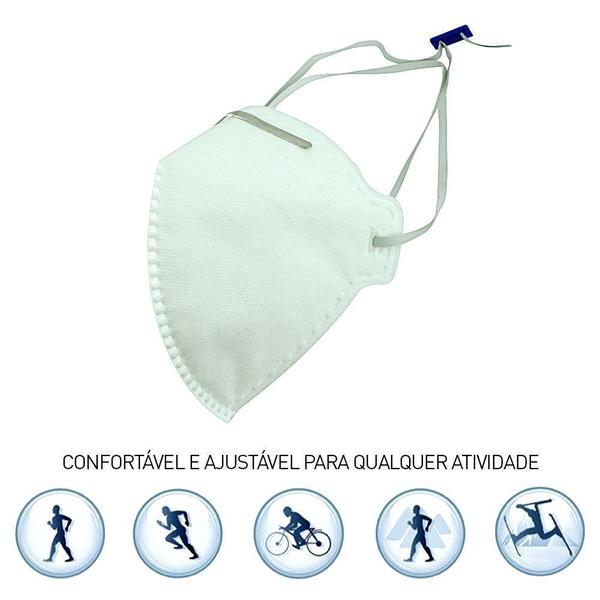 Imagem de 500 Máscaras Não Reutilizáveis PFF2 KSN Branca Para Proteção Facial Clip de Nariz e Elástico de Cabeça