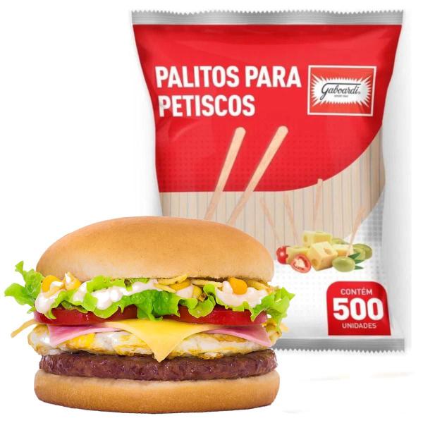 Imagem de 500 palito hambúrguer gourmet petiscos - 9cm gaboardi