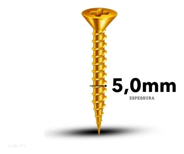 Imagem de 500 Parafusos Rosca 5x60 Bicromatizado Cabeça Chata