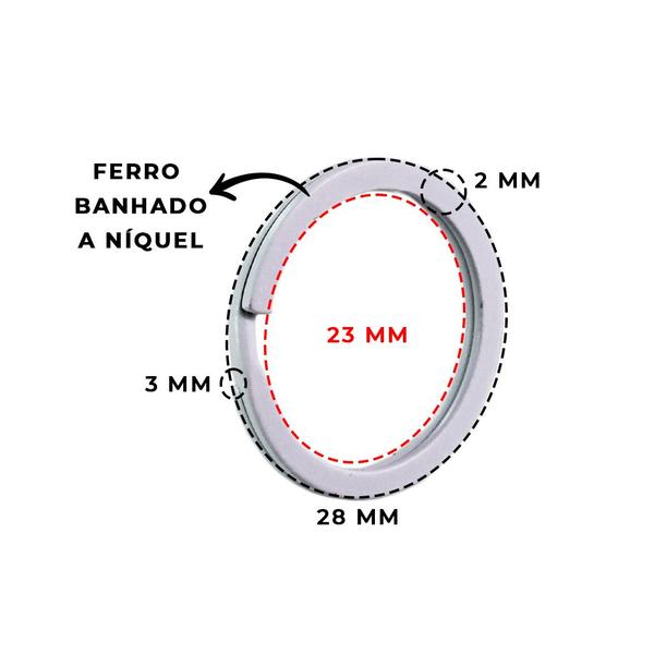 Imagem de 500 Peças De Argola Italiana Branca 28mm Resistente Para Chaveiros Chave