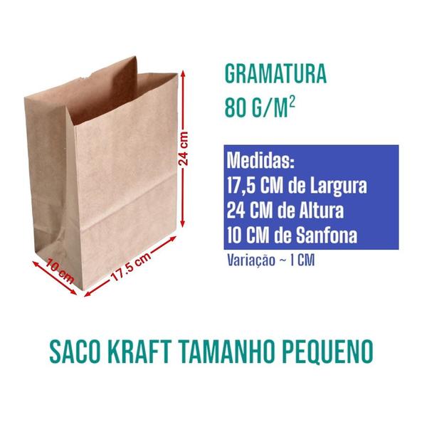 Imagem de 500 Sacos Kraft Delivery Pequeno Hamburger Lanches 17x24x10