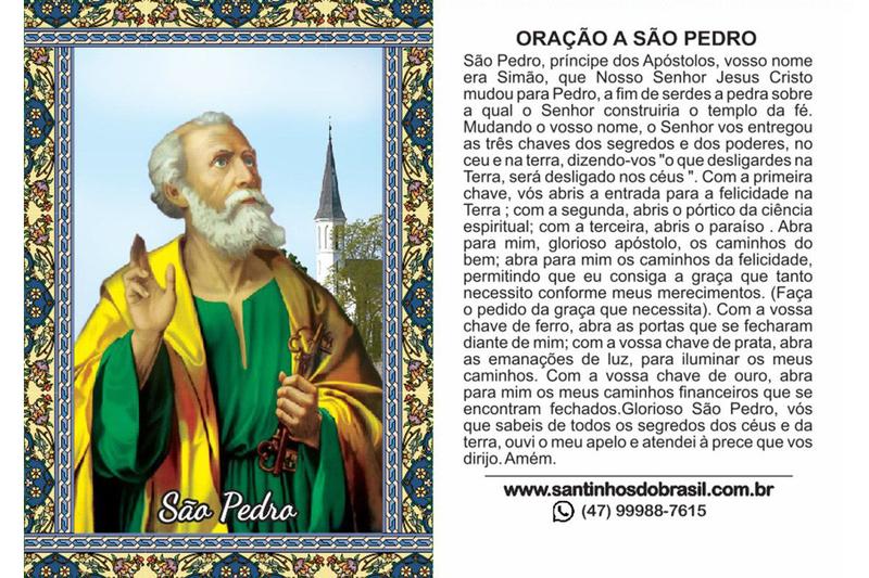 500 Santinho São Pedro (oração no verso) - 7x10 cm - Santinhos do Brasil Imagem de 500 Santinho São Pedro (oração no verso) - 7x10 cm