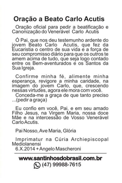 5000 Santinho Beato Carlo Acutis (oração no verso) - 7x10 cm - Santinhos do Brasil Imagem de 5000 Santinho Beato Carlo Acutis (oração no verso) - 7x10 cm