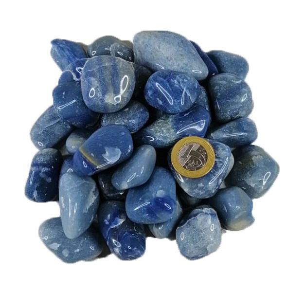 Imagem de 500g De Pedra Rolada De Quartzo Azul Natural Grande Chakras