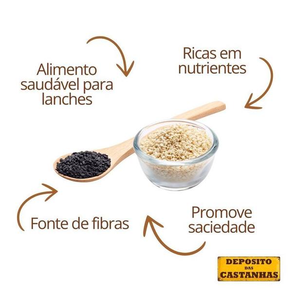 Imagem de 500g Semente de Gergelim Preto Rico Fibras Ajuda o Organismo