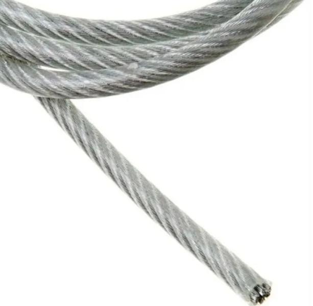 50mts Cabo De Aço Revestido Pvc Cristal 3mm Varal + 4 Clips - abc cabos Imagem de 50mts Cabo De Aço Revestido Pvc Cristal 3mm Varal + 4 Clips
