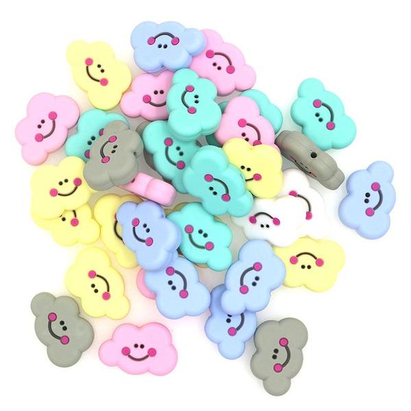 Imagem de 50pcs Nuvem Smiley Silicone Beads Food Grade Baby Teething Toy Baby Nursing Accessories Gift Baby Teether Dentes de bebê (mistura de cores)