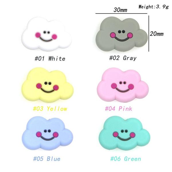 Imagem de 50pcs Nuvem Smiley Silicone Beads Food Grade Baby Teething Toy Baby Nursing Accessories Gift Baby Teether Dentes de bebê (mistura de cores)