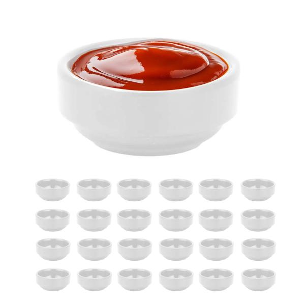 Imagem de 50un Ramekin molheira redonda melamina branca p/ molho 30ml