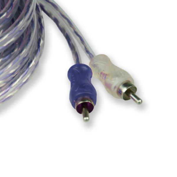 Imagem de 50x Cabos RCA Injetado 5m Azul/Prata Diâmetro 4mm 2 Entradas Macho 2 Saídas Macho Svart/Tech One