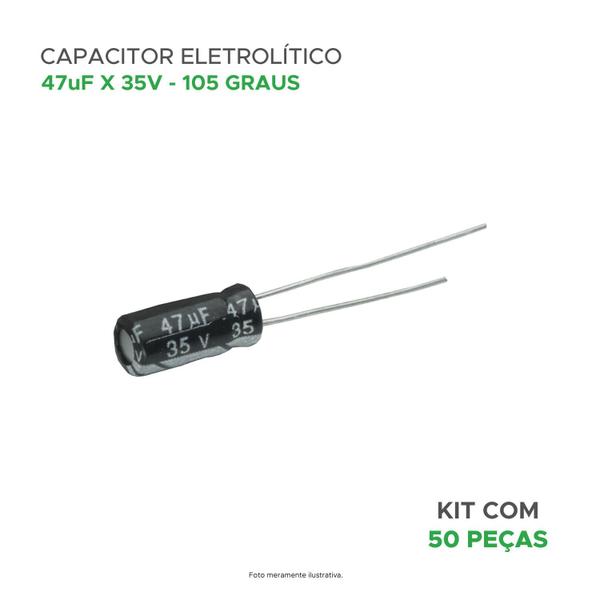 Imagem de 50x Capacitor Eletrolítico 47uf x 35v 105º Kit c/50 Peças