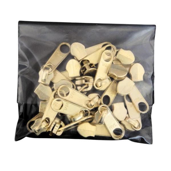 Imagem de 50x Cursor Deslizador Aluminio Ziper Poliester N. 7 Dourado