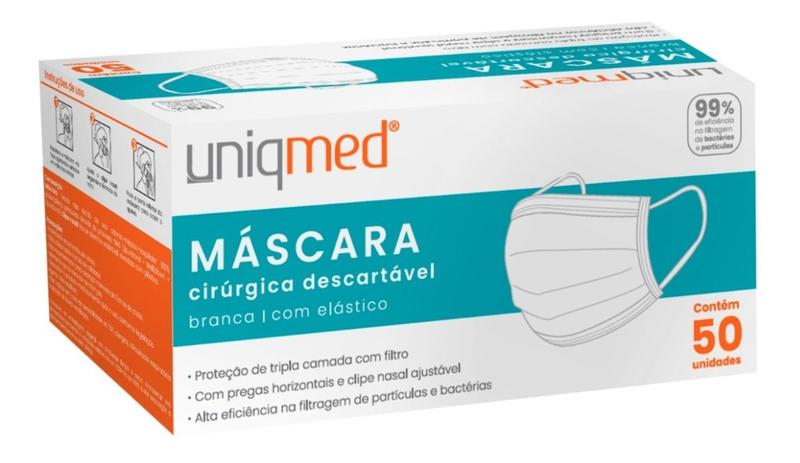 Imagem de 50x Máscara Cirúrgica Descartável Uniqmed Tripla Proteção