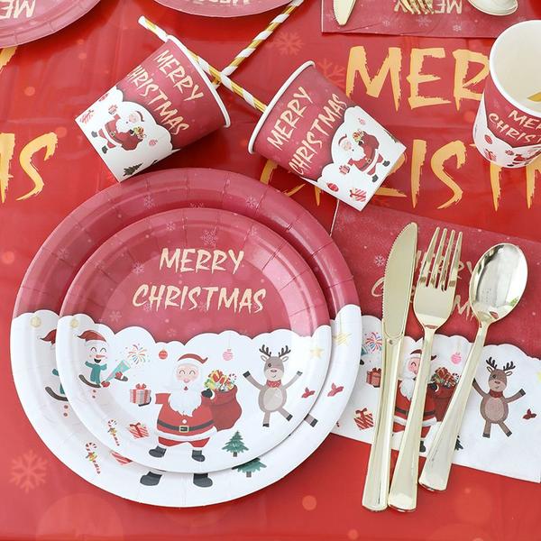 Imagem de 51pcs Decoração de Natal Conjunto descartável de talheres, festa