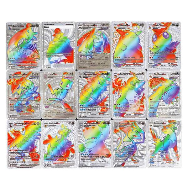 Imagem de 55 Cartinhas de Pokémon Prateadas Rainbow À Prova D'água Super Deck de Cartas