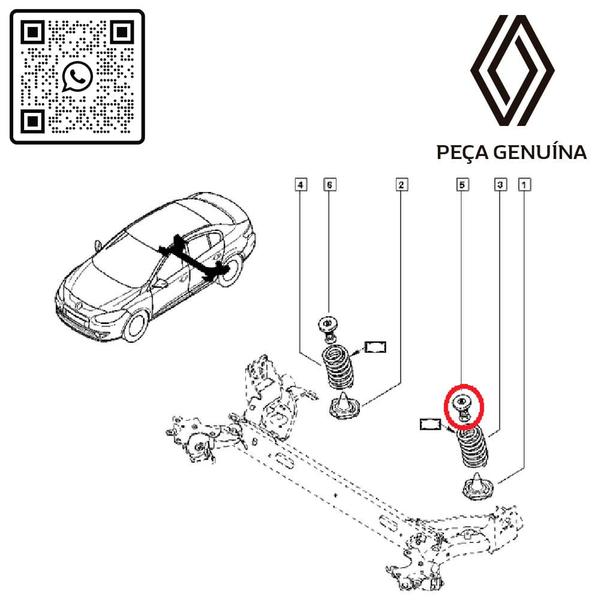 Imagem de 555227507r - batente superior da suspensão traseira - fluence