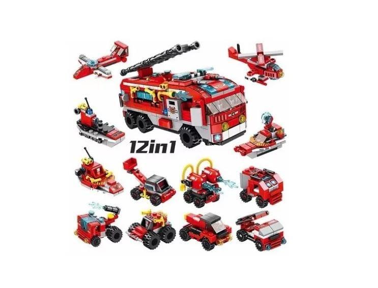 Imagem de 558 Peças 12 Em 1 Caminhão De Bombeiros Compativel Lego City