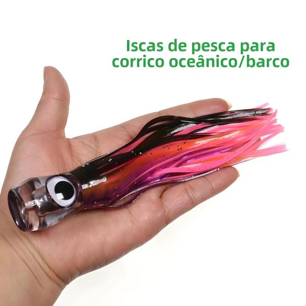 Imagem de 55g 17CM Resina Acrílica Polvo Biônico Lula Isca De Pesca Com Saia De Penas Para Barco Pesca