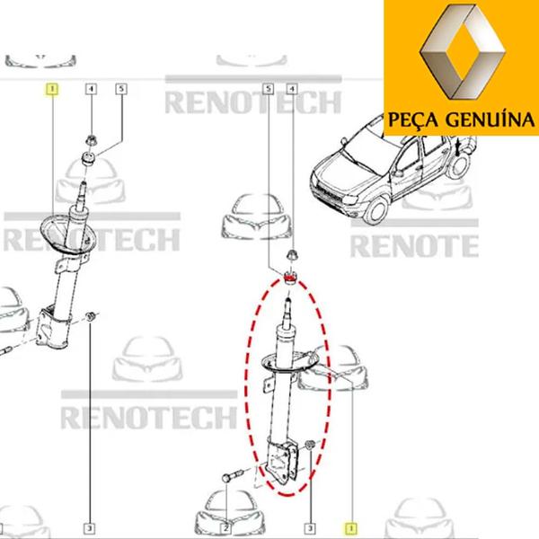 Imagem de 562103964r - amortecedor traseiro - unidade - 1.6 / 2.0 - 2012 em diante - 4x4 - duster