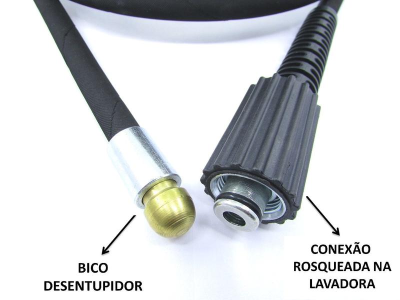 Imagem de 5mt Mangueira Desentupidora Lavor Express Plus Trama de Aço Lavadora Alta Pressão