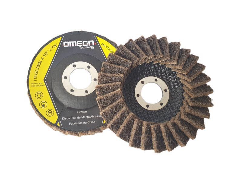 5pc disco flap manta abrasiva 115mmx22,23mm marrom grosso - OMEGA Imagem de 5pc disco flap manta abrasiva 115mmx22,23mm marrom grosso
