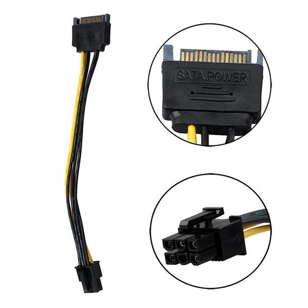 5pcs cabo de alimentação Sata 15 pinos a 6 pinos Pci Express Pci-e cabo de cabo Sata - HUOGUO Imagem de 5pcs cabo de alimentação Sata 15 pinos a 6 pinos Pci Express Pci-e cabo de cabo Sata