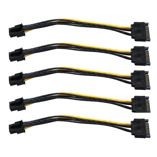 Imagem de 5pcs cabo de alimentação Sata 15 pinos a 6 pinos Pci Express Pci-e cabo de cabo Sata