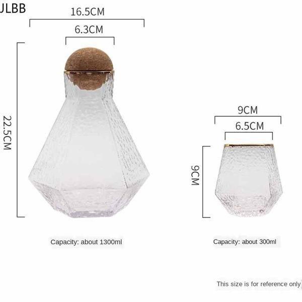 Imagem de 5pcs Copo de chaleira de água de vidro nórdico jarra de água geométrica vidro jugto de água fria definir copo bebendo Ware Simples Suco doméstico Vidro à moda antiga (transparente)