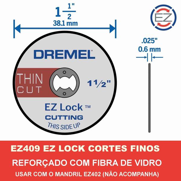 Imagem de 5Pçs Dremel Ez409 Disco Corte Para Metal Ez Lock 2615E409Ac