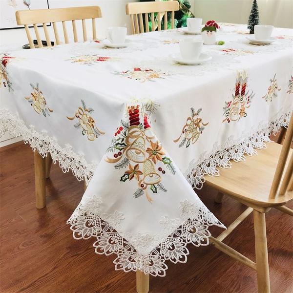 Imagem de 5pcs Natal Branco Renda Prato De Almofada Toalha de Mesa,