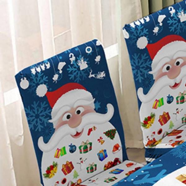 Imagem de 5pcs Natal Decoração Toalha de Mesa Capa de Cadeira, Alongamento