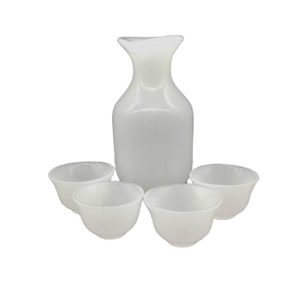 Imagem de 5pcs Taça de Vinho de Jade Conjunto de Cerâmica Branca Vidro à moda antiga