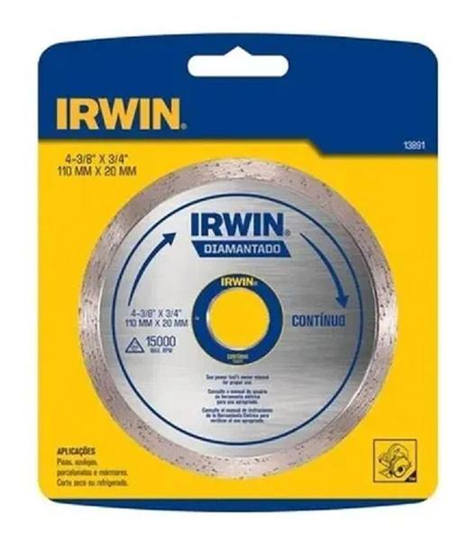 5un Disco Diamantado Porcelanato Contínuo 4.3/8" 110mm Irwin - IRWIN TOOLS Imagem de 5un Disco Diamantado Porcelanato Contínuo 4.3/8" 110mm Irwin