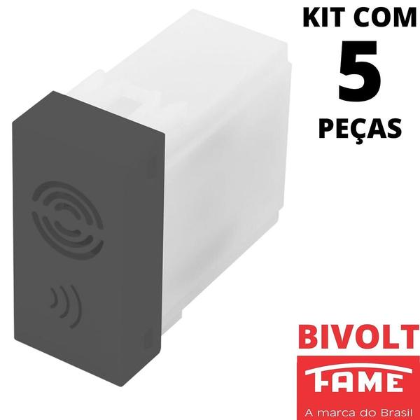 5un Módulo de Campainha Cigarra Bivolt Habitat Black FAME Imagem de 5un Módulo de Campainha Cigarra Bivolt Habitat Black FAME