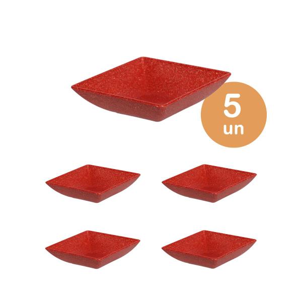 Imagem de 5un prato mini petisqueira quadrado aperitivos vermelho