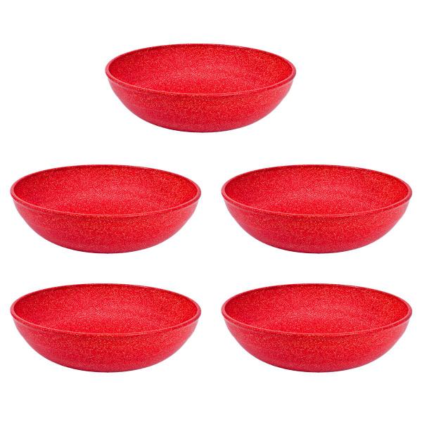 Imagem de 5un Saladeira redonda 2,4 litros tigela bowl 25cm vermelho