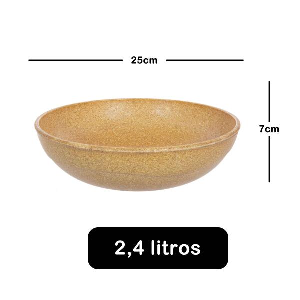 Imagem de 5un Saladeira redonda 2,4lt tigela bowl 25cm Marrom Claro