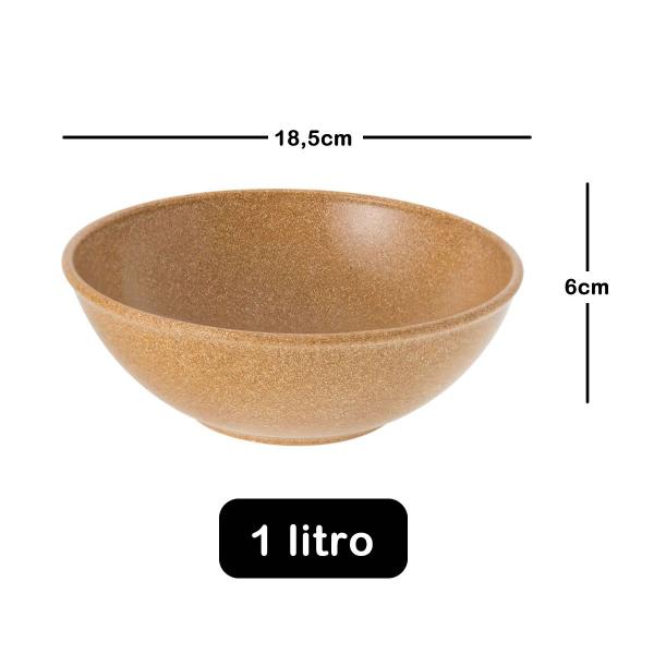 Imagem de 5un Tigela bowl 1lt salada petiscos Marrom Claro 18,5cm