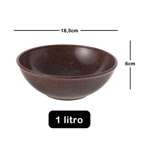 Imagem de 5un Tigela bowl 1lt salada petiscos Marrom Escuro 18,5cm