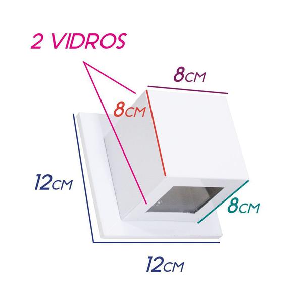 Imagem de 5x Arandela Box Cubo Pequena 2 Fachos Branca + Led G9 5w 3000k St1318