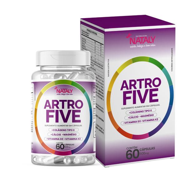 Imagem de 5x Artrofive Colágeno Tipo II, Cálcio, Magnésio, Vit D3 e k2 60 Capsulas de 500mg