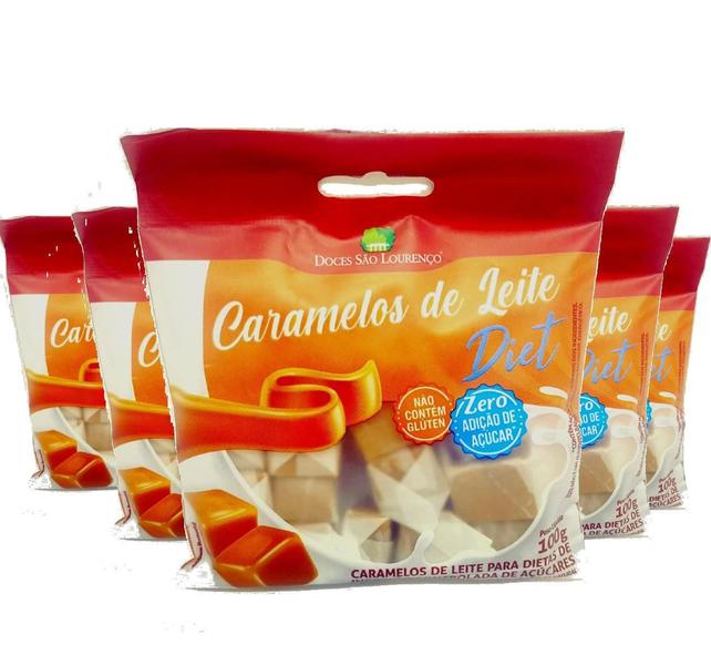 Imagem de 5X Bala Caramelo De Leite Diet São Lourenço 100G