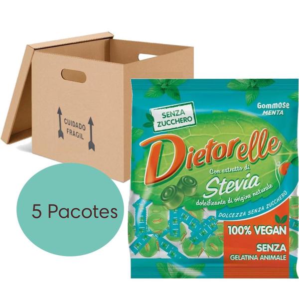 5X Bala De Goma De Menta Com Stevia Dietorelle 70G Imagem de 5X Bala De Goma De Menta Com Stevia Dietorelle 70G