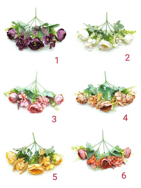 5x Buquê Peônias Artificiais Com Total 15 Flores E Campestre - Toque Chelsea Imagem de 5x Buquê Peônias Artificiais Com Total 15 Flores E Campestre