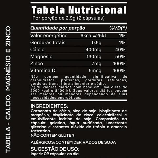 5X Calcio Magnesio Zinco Vitamina D 60Caps Hf Suplementos - HF Suplements Imagem de 5X Calcio Magnesio Zinco Vitamina D 60Caps Hf Suplementos